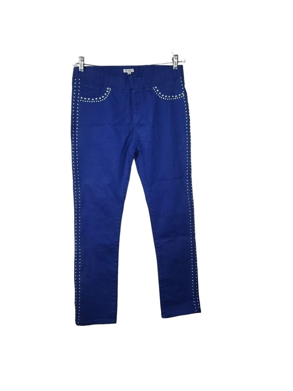 NWT Style Blue Silver Stud Pull On Pants L